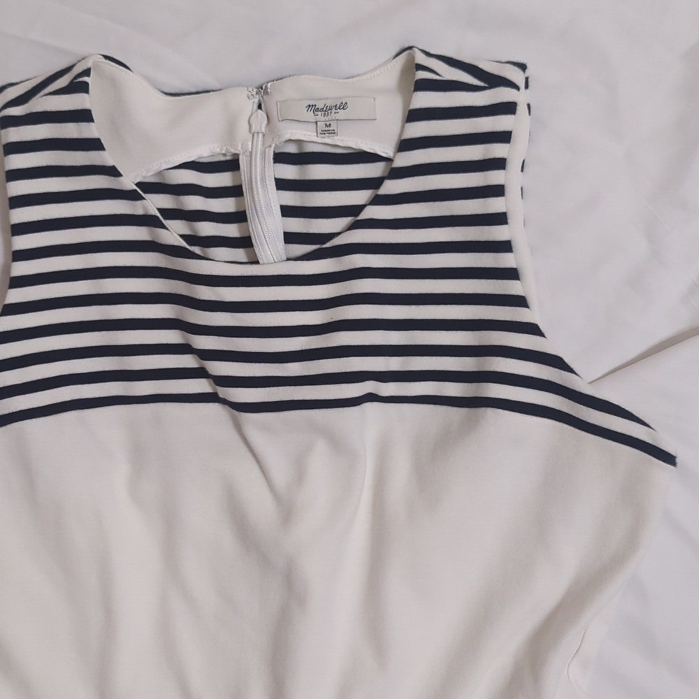 Madewell Striped Fit & Flare Verse Midi Dress, Color Black/White Size M - Picture 4 of 16